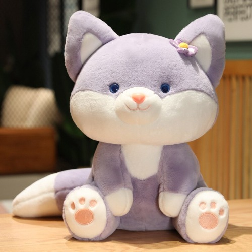 Pastel Flower Fox Plushies (3 Colors, 3 Sizes) - 19″ / 50cm / Purple