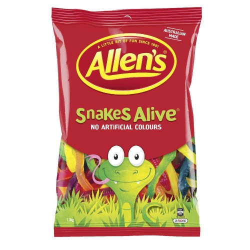 Allens Snakes Alive Bulk Bag Lollies 1.3kg - 1.3 kg (Pack of 1)