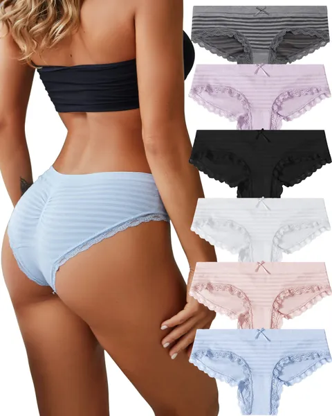 6 Striped hipster panties