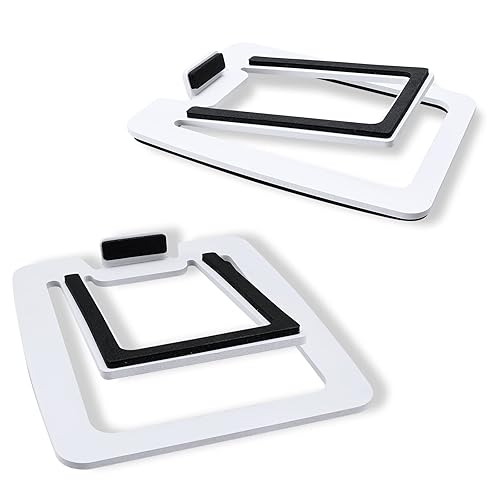 Sanyun SW601 Metal Desktop Speakers Stands for Compact 2''-3'' Speakers, Tilted Steel Damping Foam Padding for Computer PC Tabletop Monitor Speakers, Recommended for SW208 White (Pair) - Stands for SW208 White