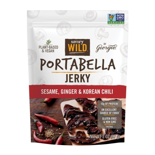 Savory Wild Vegan Portabella Mushroom Jerky | Gluten Free & Non-GMO | Sesame, Ginger & Korean Chili - 