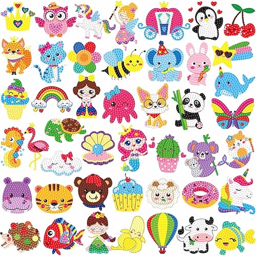 Labeol Diamond Art Kits for Kids Boys and Girls Ages 6-8-10-12 Easy to DIY Creative Diamond Art Sticker Craft by Numbers Kits for Kids and Adult Beginners - Colorful