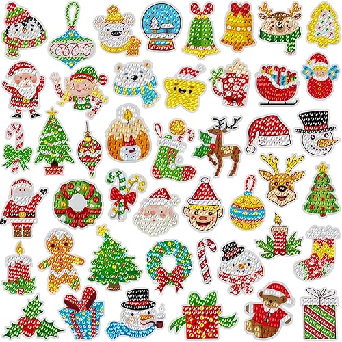 Labeol Diamond Art Kits for Kids Boys and Girls Ages 6-8-10-12 Easy to DIY Creative Diamond Art Sticker Craft by Numbers Kits for Kids and Adult Beginners - Christmas