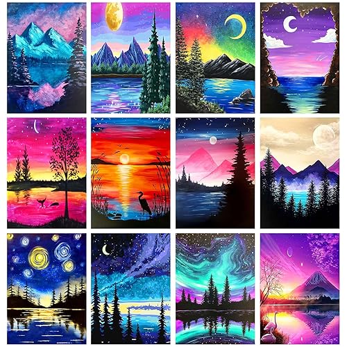 TINY FUN 12 Pack Diamond Painting Kits for Adults 5D Diamond Art Kit Paint by Number for Beginners, DIY Paint with Round Full Drill Diamonds Paintings Gem Art for Home Wall Decor Gift (12X16 Inch