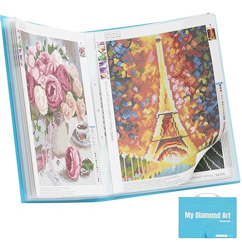 ARTDOT A3 Storage Book for Diamond Art Portfolio Folder for Diamond Painting Accessories with 30 Pocket Slevees Protectors (16.9x12.4inches) - A3:16x12 inches