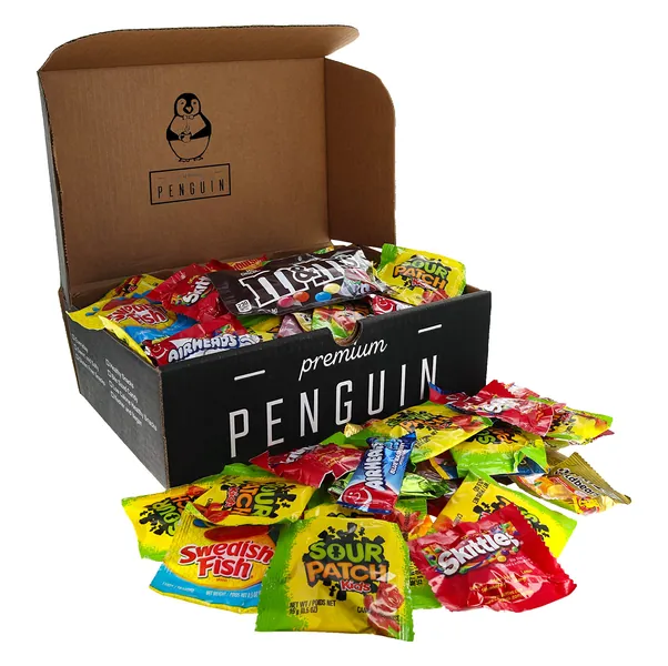 Bite Sized Candy Care Package Gift Box - Variety Pack of Skittles, Sour Patch, M&M's, Twizzlers & More! Bulk Candy Great for Halloween, Birthdays, College Students, Military, Offices & Goodie Bags! - 