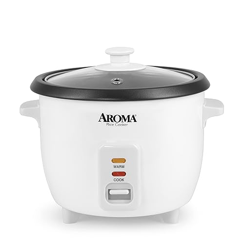 Aroma Housewares Aroma 6-cup (cooked) 1.5 Qt. One Touch Rice Cooker, White (ARC-363NG), 6 cup cooked/ 3 cup uncook/ 1.5 Qt. - White - Rice Cooker