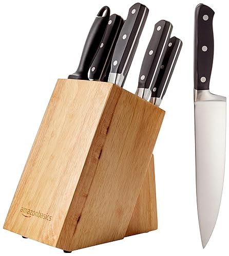 Amazon Basics Premium 9-Piece Knife Block Set - 9-Piece - Knife Block Set