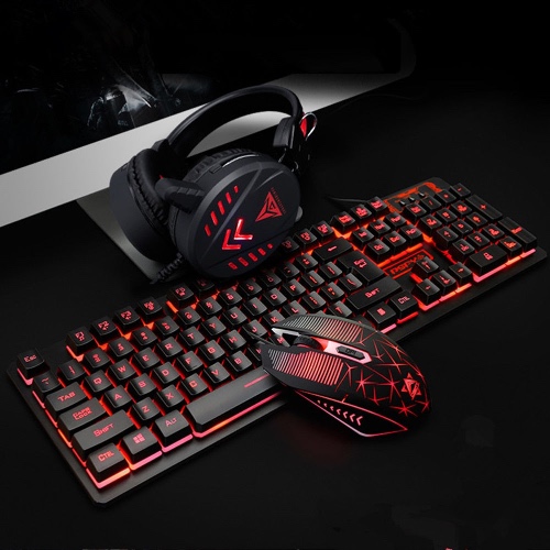 Dragon VX7 Waterproof Gaming Keyboard Set with Gaming Headset and Gaming Mouse - Midnight Black