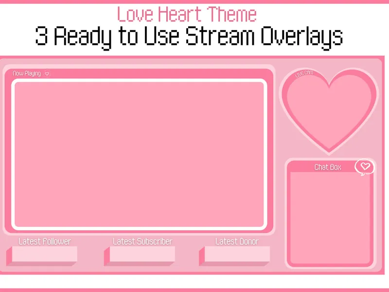 Love Heart Twitch Overlay | Twitch Overlay | Pink Twitch Theme | Cute Twitch | Aesthetic |