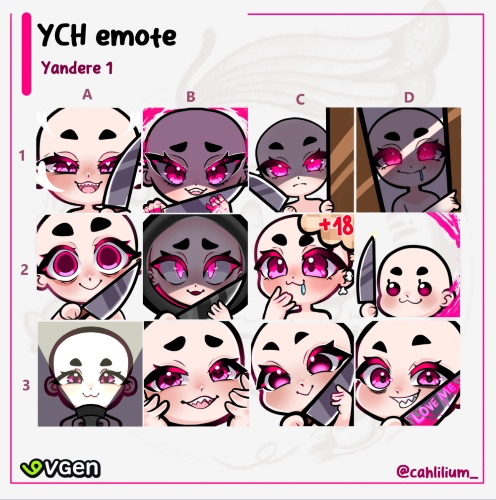 🚨 New Set Of Yandere Only Emotes (@cahlilium_)