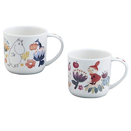 山加商店 Yamaka Shoten Moomin MM2100-13 Herbarium Mug Pair, Approx. 11.8 fl oz (350 ml), Microwave Safe, Moomin Goods, Scandinavian, Mother's Day, Gift, Tableware, Gift, Wedding Gift, Made in Japan - Pair of Mugs