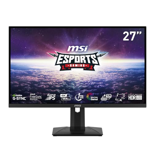 MSI MAG274UPF, 27" 3840 x 2160 (UHD), 4K Rapid IPSGaming Monitor, 1 ms, 144Hz, FreeSync Premium, HDR400, G-Sync Compatible, HDMI, DisplayPort, Tilt, Swivel, Pivot and Height Adjustable.,Black - MAG 274UPF (New Model)