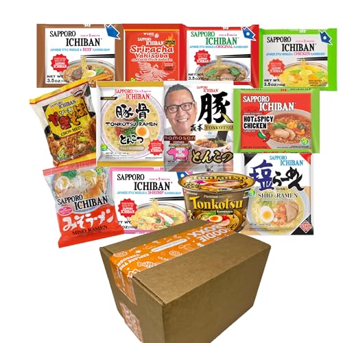 FOODIE BOXX Japanese Instant Ramen Noodles Variety Pack with Cookies & Chopsticks (Japanese) - Japanese