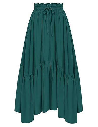 Scarlet Darkness Maxi Skirts for Women High Waist Renaissance Skirt Long Skirt with Pockets - Medium - Dark Green