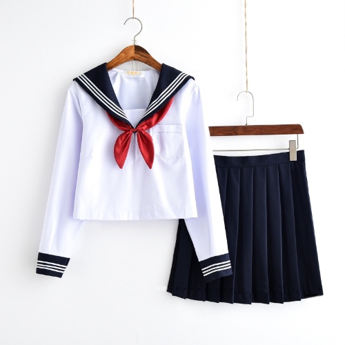 3.46US $ 25% OFF|White Schoolgirl Uniform Japanese Class Navy Sailor School Uniforms Students Clothes For Girls Anime Cos Sailor Navy Suit - School Uniforms - AliExpress
