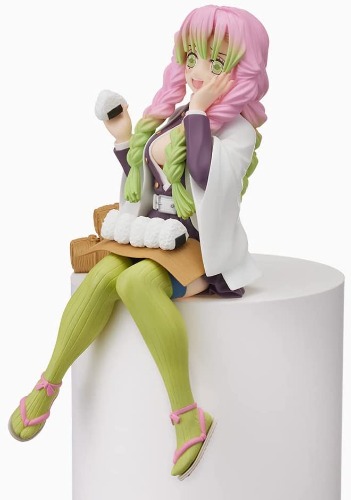Mitsuri Kanroji Figure Demon Anime Toy Statue Sitting with Rice Balls Collectible Desk Prop