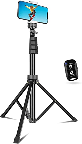 SENSYNE 62" Phone Tripod & Selfie Stick, Extendable Cell Phone Tripod Stand with Wireless Remote and Phone Holder, Compatible with iPhone Android Phone, Camera - 62in - Black