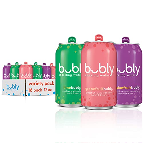bubly Sparkling Water, Passionfruit Bliss Variety Pack, 12 fl oz Cans (18 Pack) - 3 Flavor Passionfruit Bliss Variety Pack - 12 Fl Oz (Pack of 18)