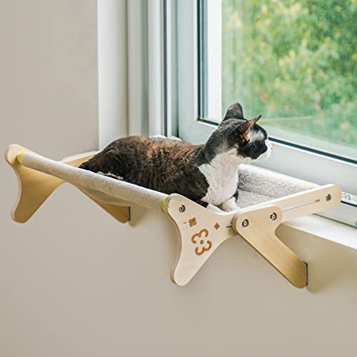 Cat Window Perch Cat Window Hammock Seat for Indoor Cats Sturdy Adjustable Steady Cat Bed Providing All-Around Sunbath Space Saving Washable Holds Up to 40 lbs (2 in 1 Cream-Colored) - 2 in 1 Cream-colored