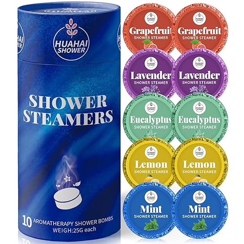 Shower Steamers Aromatherapy, 10-Pack Shower Bombs Mens Valentines Day Gifts for Him Her, Birthday Gifts for Wife, Women, Mom, Organic Lavender Mint Grapefruit Lemon Eucalyptus Oils