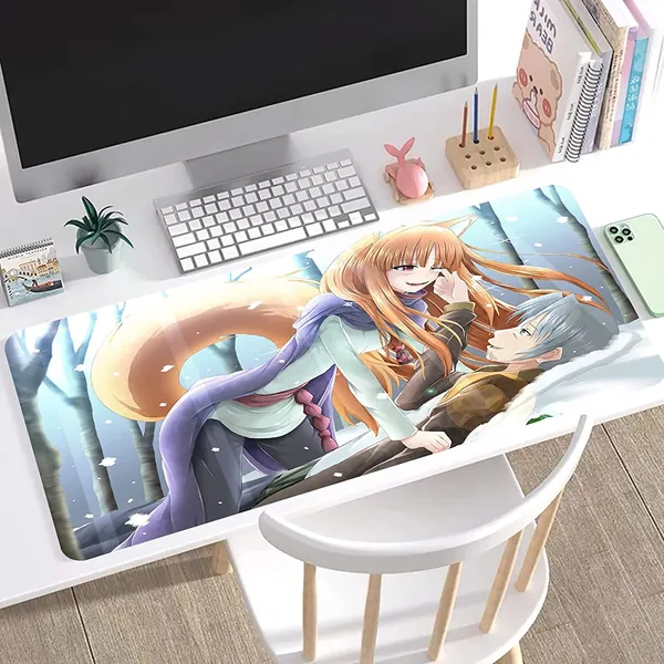 Gaming Mouse Pads Anime Spice and Wolf Mousepad Large Mouse Pad XL Keyboard Desk Mat Computer Pad for Gamer Home Office Non-Slip Rubber Base (90cm*40cm) - 90cm*40cm