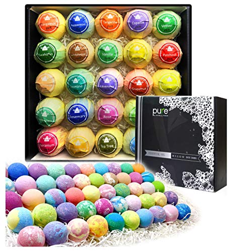 Natural Bath Bombs Gift Set for Women and Men. 50 Essential Oil Bath Bombs with Organic & Moisturizing Pure Goodness. - 50 Pack Bath Bombs