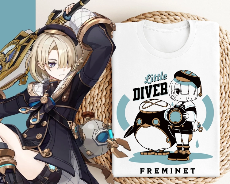 Freminet Themed Genshin Impact T-Shirt, Unisex Tshirt, Anime Tshirt, Otaku Tshirts, Apparel, Tees, Tee, Tshirt for Men and Women