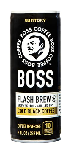 BOSS Coffee by Suntory - Japanese Flash Brew Original Black Coffee, 8oz 12 Pack, Imported from Japan, Espresso Doubleshot, Ready to Drink, Keto Friendly, Vegan, No Sugar, No Gluten, No Dairy