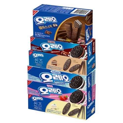 Oreo Cookies Snack Sandwich Crackers – Korean Exclusive Limited Edition Wafer Sticks 6 Pack Assortment Variety Chocolate Cinnamon Bun Vanilla Strawberry Mild Sweet Chocolate Cream Flavor Biscuits