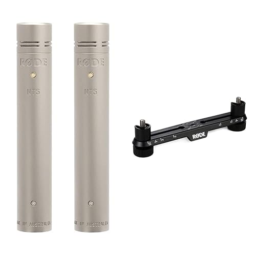Rode NT5-MP Compact Cardioid Condenser Microphones, Matched Pair & SB20 Stereo Array Spacing Bar Microphone Mount - Microphone + Microphone Mount