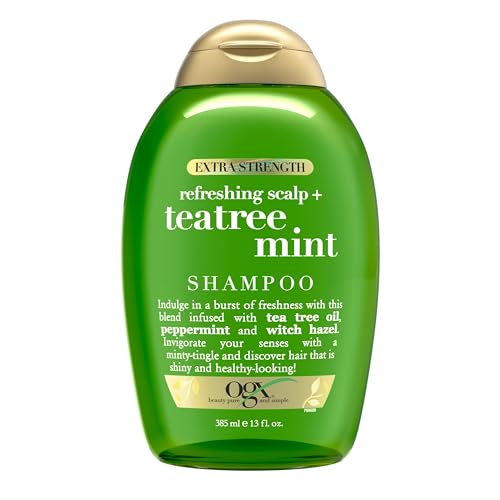 OGX Extra Strength Refreshing Scalp + Teatree Mint , Invigorating Scalp Shampoo with Tea Tree & Peppermint Oil & Witch Hazel, Paraben/ Sulfate-Free Surfactants, 13 fl oz - 13 Fl Oz (Pack of 1) - Shampoo