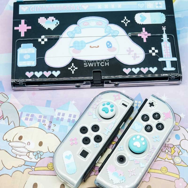 White Dog Switch OLED Case Kickstand Compatible Hard Shell Case - Switch OLED / Game Console Cover