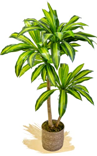 Maia Shop Künstliche Dracaena von 130 cm zur Dekoration von Zuhause und Büro, Baum, Hyperrealistische Dekorative Kunstpflanze, Tropische Pflanze - 130 cm