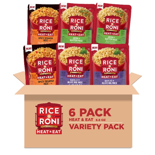 Rice A Roni Heat & Eat Rice, 3 Flavor Variety Pack, 8.8 Ounce (Pack of 6) - Roni Heat & Eat Variety Pack, 6ct