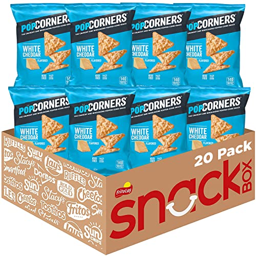 PopCorners Popped Corn Snacks, White Cheddar, 1oz Bags (20 Pack) - White Cheddar - 1 Ounce (Pack of 20)