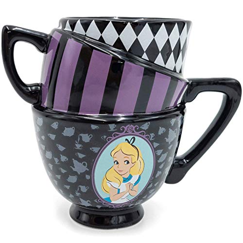 Silver Buffalo Disney's Alice in Wonderland Stacked Teacup Sculpted Ceramic Coffee Mug, 20 Ounces - Alice in Wonderland