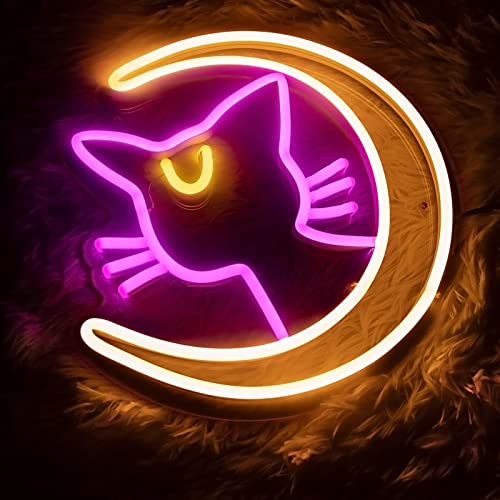 Anime Neon Sign LED Light for Wall Decor, Magic Array Manga Neon Light, 3D Cute Game Room LED Sign Eternal Guardian Cartoon Neon Light, Bedroom Night Lamp, Gifts for Anime Fans - Sailor Moon Luna