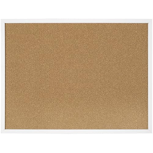 FEBSNOW Cork Board Bulletin Board - 23" x 15.7" - White Border