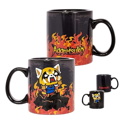 Aggretsuko Heat Reveal Fire & Skulls 20oz Ceramic Coffee Mug