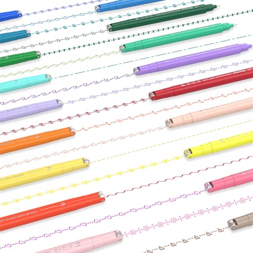 AECHY 18PCS Curve Highlighter Pen Set, Dual Tip Marker Pens with 18 Different Curve Shapes & 18 Colors Mark Lines, Aesthetic Curve Marker Highlighter for Journal Planner School Supplies - 18 Colors Fine + Curve Tip