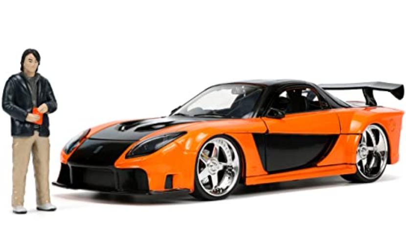Jada Toys Fast & Furious 1:24 1995 Mazda RX-7 Widebody Die-cast Car w/Han's 2.75" Die-cast Figure, Toys for Kids and Adults