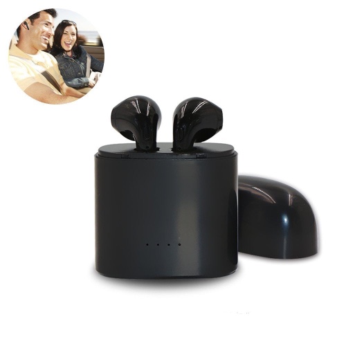 Dual Chamber Wireless Bluetooth Earphones With Charging Box - Black