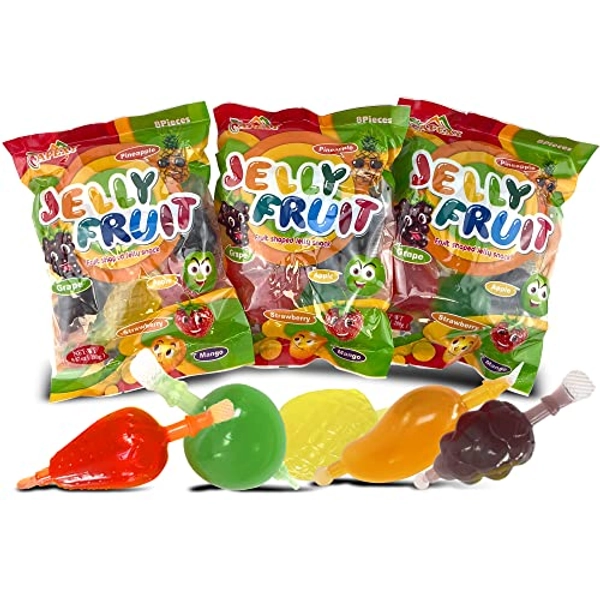 Apexy Jelly Fruit, Tiktok Candy Trend Items, Tik Tok Hit or Miss Challenge, Assorted Fruit Shaped Jelly, Strawberry, Mango, Apple, Pineapple, Grape. 9.87oz (9.87oz Pack of 3)