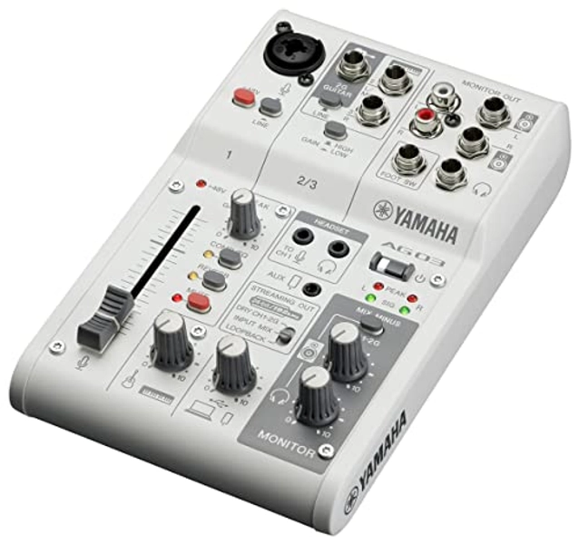 Yamaha AG03MK2 W Live Streaming Mixer, 3 Channels, White