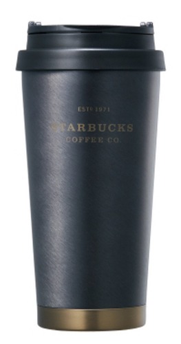 海外限定 スタバ エルマブラックヘリテージタンブラー Starbucks SS Elma black heritage tumbler 473ml [並行輸入品] (ブラック)