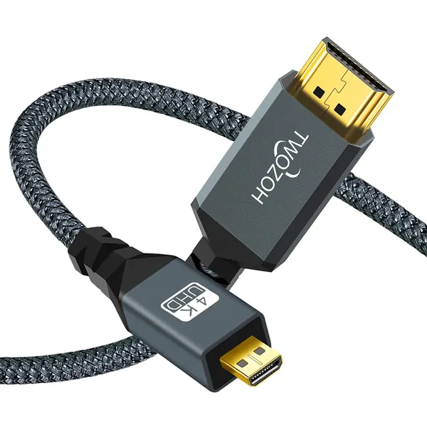 Twozoh - Cable Micro HDMI a HDMI 5M, Micro HDMI Tipo D a HDMI Tipo A supporta 4K/60Hz 1080P 2.0a 2.0/1.4a