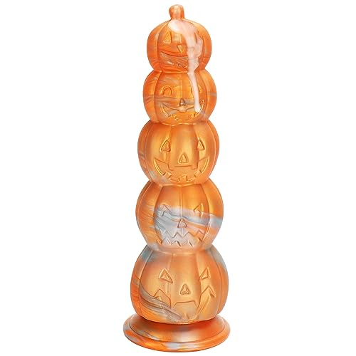 Huge Fantasy Monster Dildo, Thick Anal Dildo Anal Beads for Men, 11 Inch Large Long Silicone Dildo with Suction Cup, Big Realistic Dildos for Women, Soft Fat Ribbed G Spot Prostate Fake Penis - 11.02 Inch Huge Pumpkin Dildo