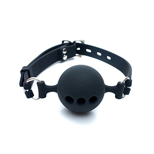 RYOZOCH Silicone Breathable Ball Gag for Adult Bondage Restraints Sex Play (Black, 1.9in Ball) - Black - 1.9in Ball