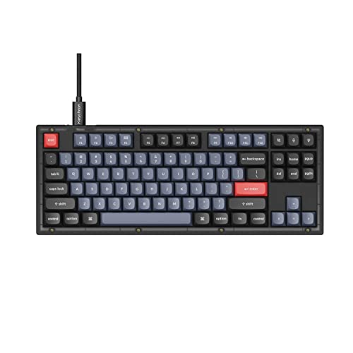 Keychron V3 TKL 80% Layout Custom Wired Mechanical Keyboard, 87 Keys RGB Backlight QMK/VIA Programmable Macro, Hot Swappable K Pro Brown Switch PBT Keycaps for Mac Windows (Frosted Black Translucent) - Keychron K Pro Brown Switch